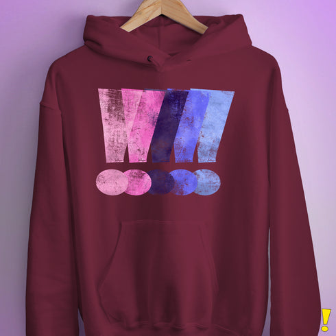 Distressed Omnisexual Pride Exclamation Points Hoodie - Maroon